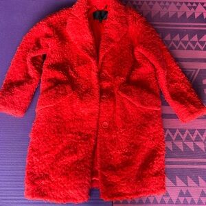 Coach Red Faux Fur Jacket